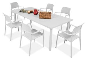 Meble ogrodowe Nardi BORA/LIBECCIO 160-220cm 6+1 Bianco
