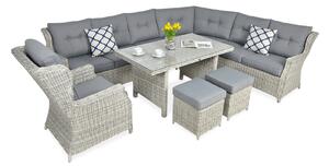 Narożnik z technorattanu TRIVENTO DINING White Grey