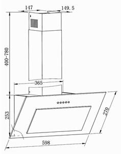 Okap AMICA OKP6251S Czarny 228m3/h 63dB klasa C