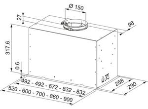 Okap FRANKE Box Flush Evo Basic FBFE LG A70 305.0729.553 Jasnoszary 750m3/h 63dB klasa B