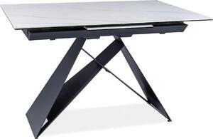 Stół rozkładany WESTIN SC 120(160)x80 biały marmur/czarny mat