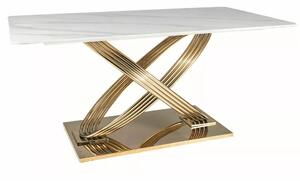 Stół HERMES 160x90 biały marmur/złoty