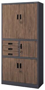Biurowa szafa z sejfem Eco design Filip II, 90x40x185 cm, antracyt/orzech