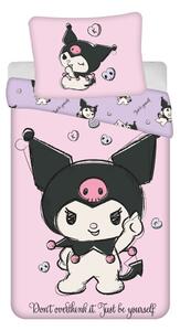 Różowa bawełniana pościel dziecięca jednoosobowa 140x200 cm Hello Kitty "Kuromi" – Jerry Fabrics