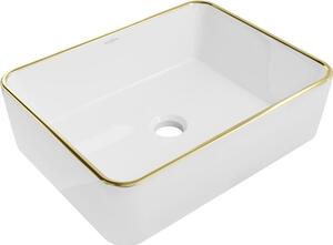 Mexen Catia umywalka nablatowa 48 x 37 cm, biała/złota rant - 21314805