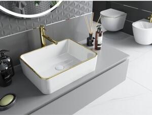Mexen Catia umywalka nablatowa 48 x 37 cm, biała/złota rant - 21314805