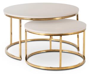 Zestaw Stolików Kawowych APULIA MAX 60 cm/80 cm Kaszmir/Złoty Glamour