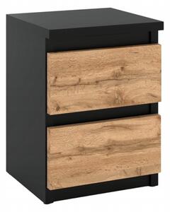 Szafka Nocna STIVMEBLE 2 Szuflady 30x30x40 cm Czarny Mat DÄ b Wotan