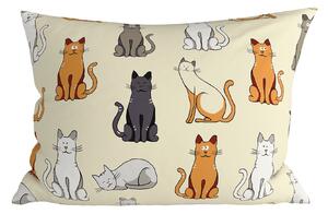Poliestrowo-bawełniana poszewka na poduszkę COLORED CATS POLY 50x70 cm, kremowy