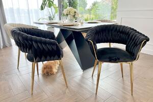 Stylowe krzesło glamour plecione oparcie IRIS LUX - czarne
