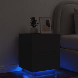 Szafka nocna z LED, czarna, materiał drewnopochodny
