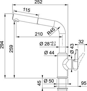 Bateria kuchenna stojÄ ca FRANKE Urban pull-out z wyciÄ ganÄ wylewkÄ Chrom 115.0595.083