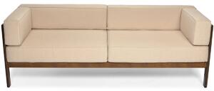 Duża drewniana sofa ogrodowa EDEN 3-osobowa ciemny brąz/beż
