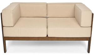 Drewniana sofa wypoczynkowa EDEN dla 2 osób ciemny brąz/beż