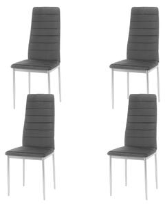 Zestaw 4 krzeseł tapicerowanych do jadalni SK06, ciemnoszary welur, metalowe nogi