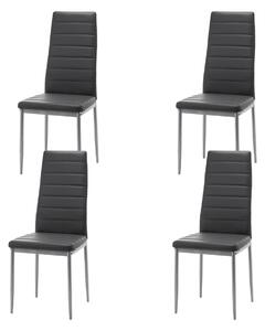 Zestaw 4 krzeseł tapicerowanych do jadalni SK06, ciemnoszara ekoskóra, metalowe nogi