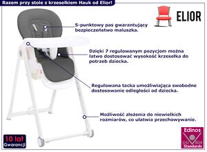 Wysokie ciemnoszare krzesełko do karmienia z regulacją - Hauk