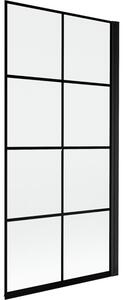 Mexen Mist parawan nawannowy 1-skrzydłowy prawy 90 x 150 cm, czarna kratka, czarny - 8A9-090-001-70-77-P