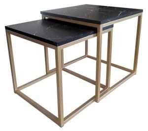 Stolik kawowy 2w1 CUBE marmur czarny/zÅoty