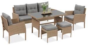 Zestaw technorattanowy CORTINA + PUFY Beige