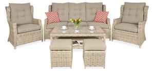 Zestaw technorattanowy TRIVENTO 3 + PUFY Beige