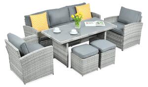 Zestaw z technorattanu BORNEO + PUFY Stone Grey