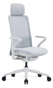 Ergonomiczny fotel Polka biały trójwymiarowa siatka/tkanina