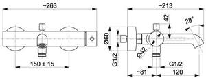 Bateria wannowa natynkowa KFA ARMATURA Moza 5034-020-81 Czarny