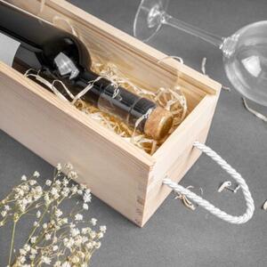 Pudełko na Wino z Przesuwną Pokrywą | CREATIVE DECO | 1 Butelka 35,5x10,5x10,5cm | Naturalny