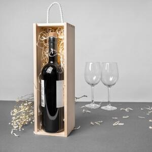 Pudełko na Wino z Przesuwną Pokrywą | CREATIVE DECO | 1 Butelka 35,5x10,5x10,5cm | Naturalny