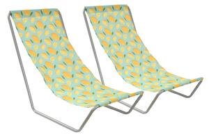 Zestaw 2 składanych leżaków plażowych SAND LEMON, kolorowe