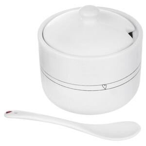 Cukierniczka z łyżeczką ceramiczna biała SERCE 300 ML