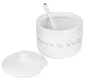 Cukierniczka z łyżeczką ceramiczna biała SERCE 300 ML