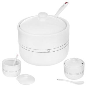Cukierniczka z łyżeczką ceramiczna biała SERCE 300 ML