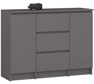 Komoda AKORD K100 kolor Grafit Szary mat 101 cm 2 drzwi 3 szuflady 4 pÃ³Åki 101x35x76 cm