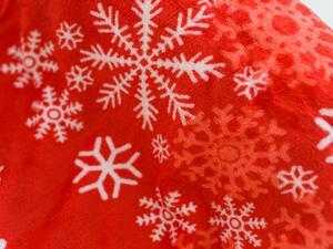Koc świąteczny z mikrofibry PŁATKI ŚNIEGU, 150x200 cm czerwony