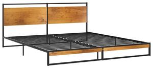 Czarne duże łóżko małżeńskie z metalu 180x200 cm P1-E05