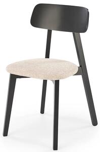 Drewniane tapicerowane krzesło czarny + beż - Neve