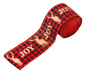 Wstążka świąteczna JOY 5 cm x 5 m, czerwona