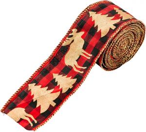 Taśma świąteczna RENIFER 5 cm x 5 m, czerwona