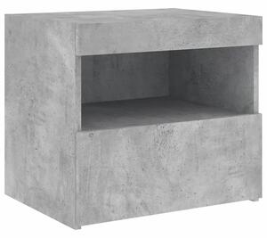 Nowoczesna szafka nocna z LED szarość betonu - Lefrok