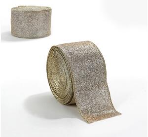 Wstążka świąteczna FESTIVE 5 cm x 2 m, złoto-srebrna
