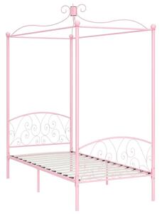 Różowe metalowe łóżko z baldachimem 100x200 cm - Orfes