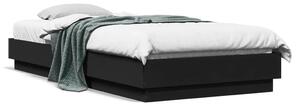 Czarne łóżko ze stelażem i oświetleniem LED 90x200 - Surlei
