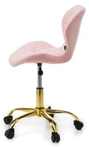 MebleMWM Krzesło obrotowe welurowe ART118S różowe #67, złote nogi