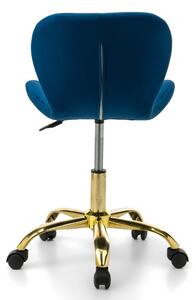 MebleMWM Krzesło obrotowe welurowe ART118S granatowe, złote nogi