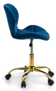 MebleMWM Krzesło obrotowe welurowe ART118S granatowe, złote nogi