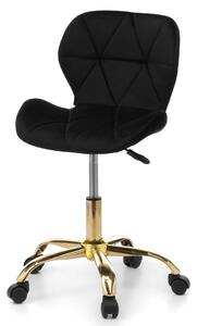 MebleMWM Krzesło obrotowe welurowe ART118S czarne, złote nogi