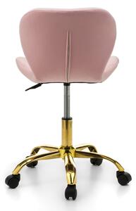MebleMWM Krzesło obrotowe welurowe ART118S różowe #67, złote nogi