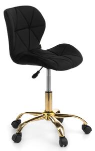 MebleMWM Krzesło obrotowe welurowe ART118S czarne, złote nogi